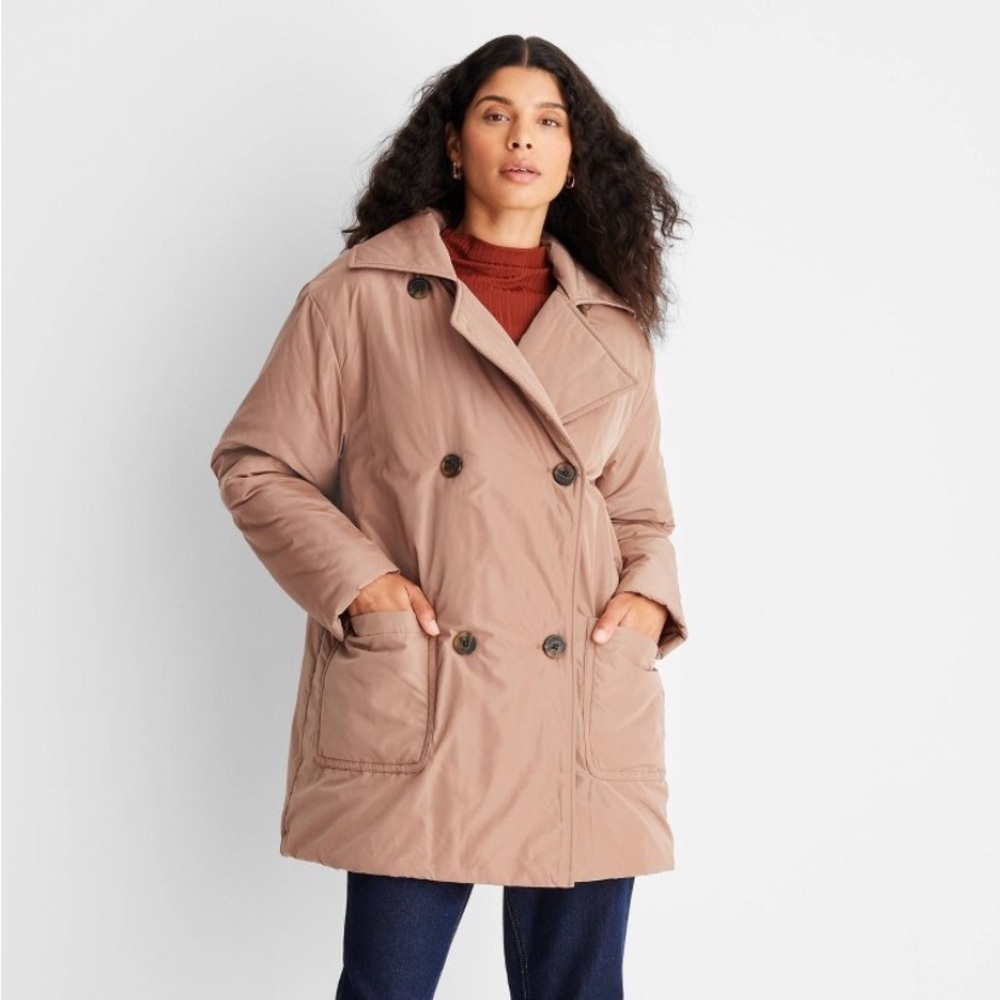 Women's Notched Lapel Double Breasted
Puffer Coat - Future Collective new